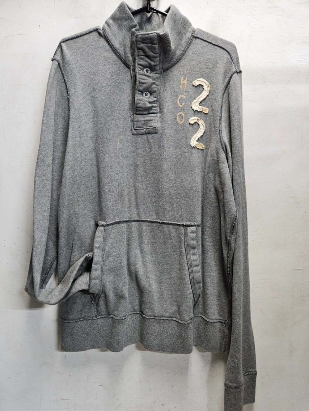 Vintage Hollister XL mens/unisex grey pullover henley sweatshirt - Picture 2 of 7